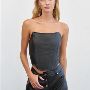 4th and Reckless x Elsa Hosk FAUX LEATHER CORSET BLACK